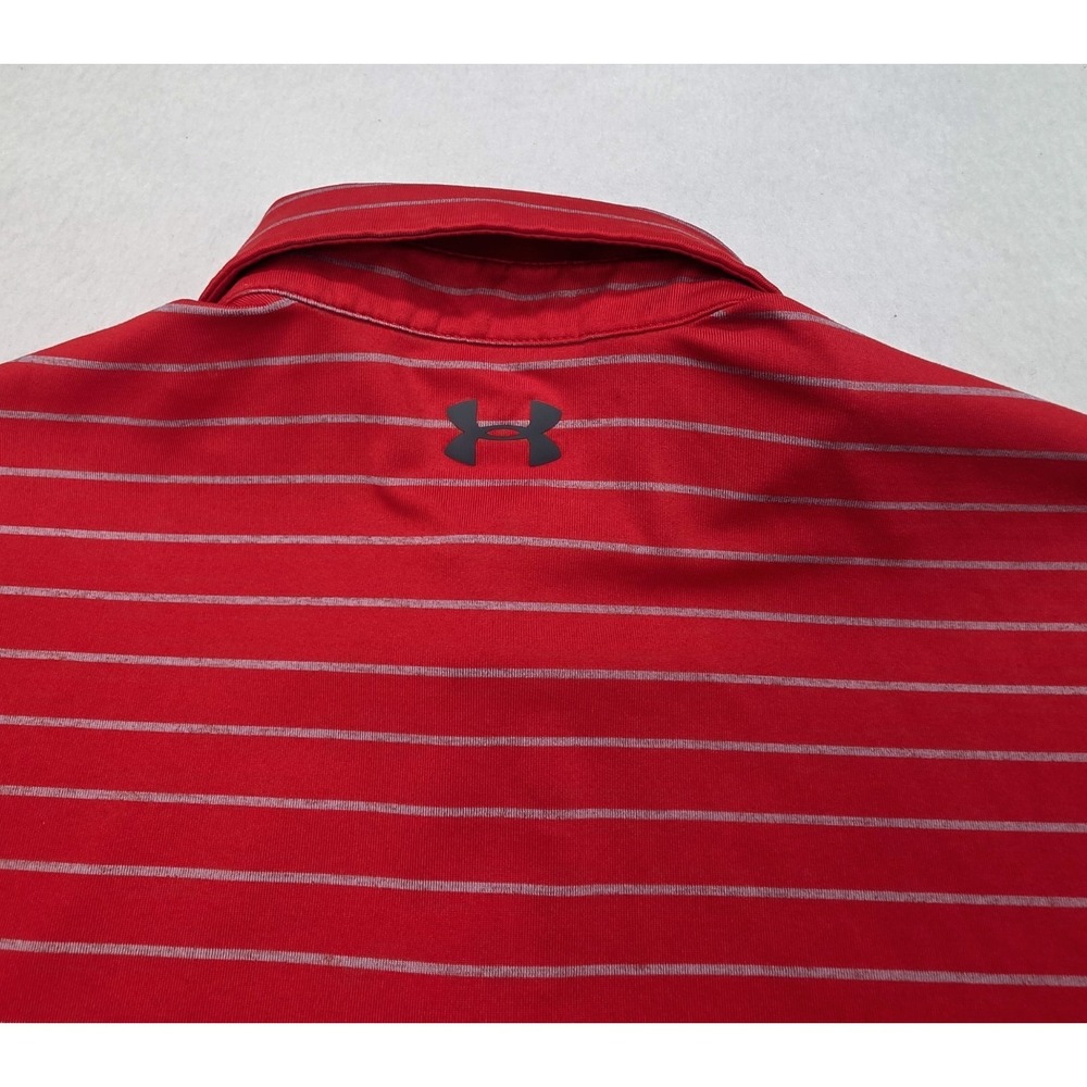 Under Armour The Playoff Polo Shirt Mens L LIMITED USE Red Gray Golf Stretch - Picture 6 of 8